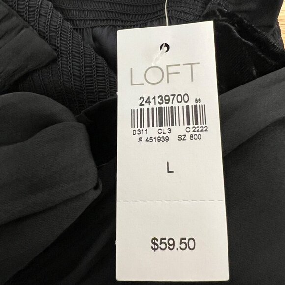 Loft Womens Cold Shoulder Top Beaded Straps Black Size Large New - Picture 9 of 9